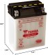 Yuasa 12V Conventional Battery YB12CA - Acid Not Included