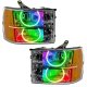 For 2007-2013 GMC Sierra SMD Headlights - Round Ring Design Oracle