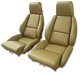 468470E OE Style Embroidered Standard Leather Seat Covers W/Non-Perf Inserts Blue For 84-85 Corve...